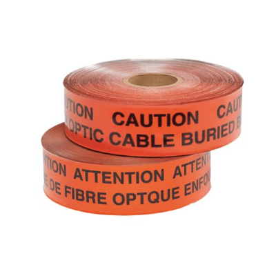 Cinta de peligro subterráneo, Color rojo, Material Aluminio, 304.8m, Leyenda: PRECAUCIÓN: LÍNEA ELÉCTRICA ENTERRADA DEBAJO