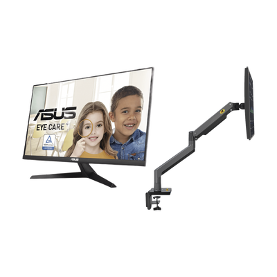 Kit de Montaje de Escritorio Articulado + Monitor Profesional Ultra Delgado 27” Full HD