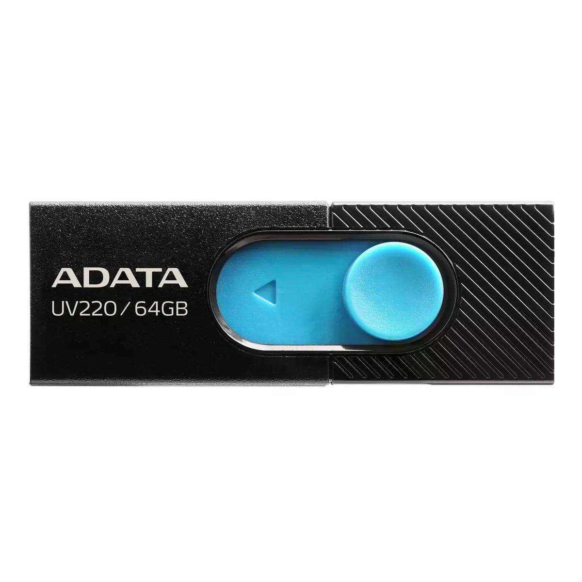 Memoria USB Adata UV220 64 GB 2.0 Color Negro-Azul (AUV220-64G-RBKBL)