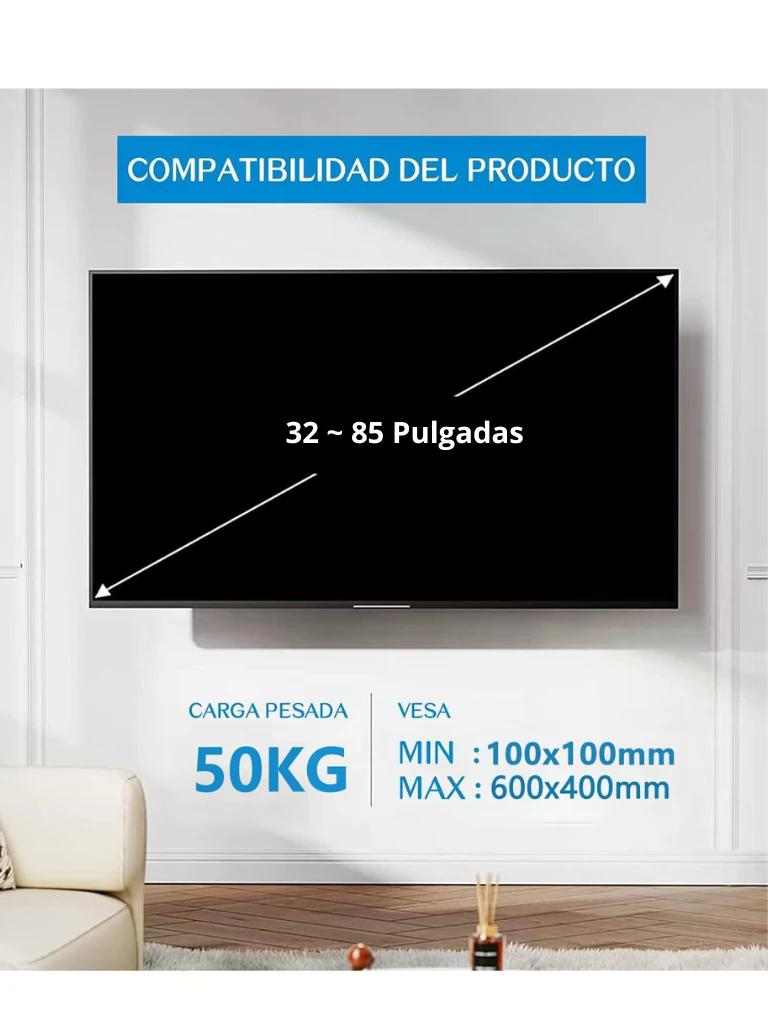 TCE LMEPB64EW - Soporte de Pared Articulado para Pantallas de 32 a 55" , Carga Máxima 50 Kg , VESA 600x400mm / 400X400mm / 400x200mm , Angulo de Inclinación - Imagen 6
