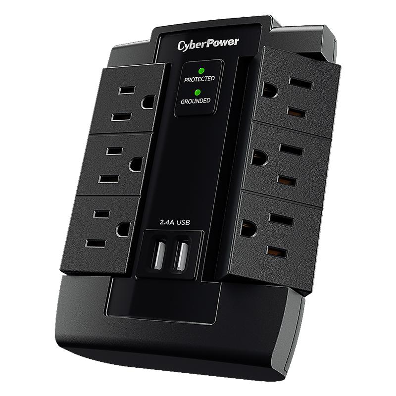 SUPRESOR DE PICOS CYBERPOWER P600WSURC1 6 CONTACTOS/1200J