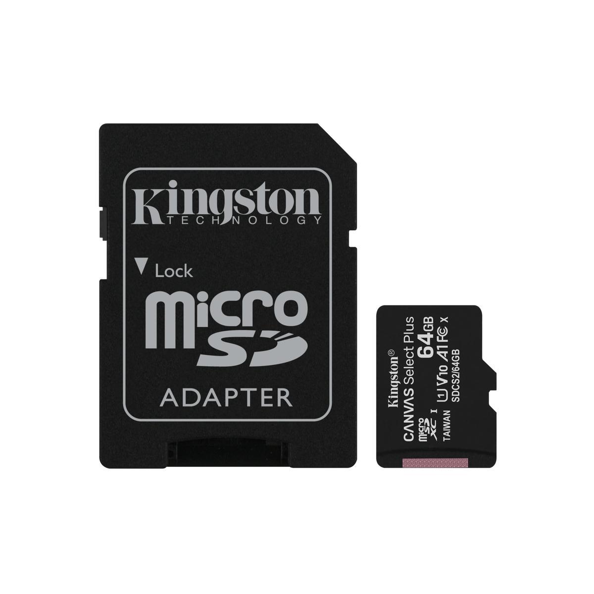 MEMORIA MICRO SDCS3 KINGSTON 64GB CANVAS SEL PLUS G3 100MB SDCS3/64GB
