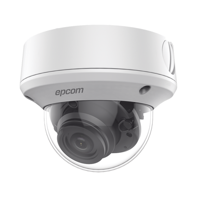 Domo TURBOHD 5 Megapixel / Lente Mot. 2.7 - 13.5 mm / 40 mts IR EXIR / TVI-AHD-CVI-CVBS / IK10 / IP67 / dWDR / 12 Vcc / 24 VCA
