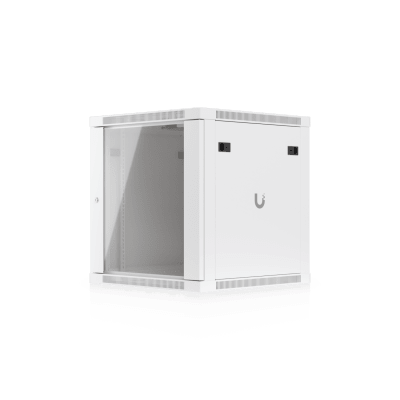 UACC Rack Cabinet 12U (598 x 600 mm) - Gabinete Cerrado para Montaje en Pared con Puerta Frontal de Vidrio Templado, Totalmente Ensamblado con Ventiladores Integrados y Paneles Removibles