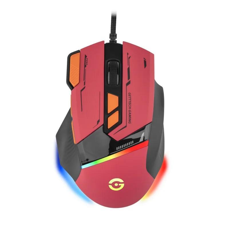 MOUSE GETTTECH GAMER 7200 DPI RGB USB ROJO/NARANJA GPM-RGBWR-G1-RD