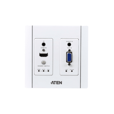 Transmisor HDBaseT | HDMI y VGA | Placa de Pared US / PoH (4K a 100 m) | (HDBaseT Class A) (PoH PD)