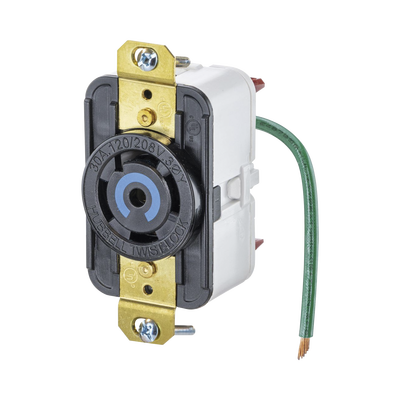 Receptáculo de Media Vuelta Industrial 30 A 120/208 V CA/ Nema L21-30R /Color Negro