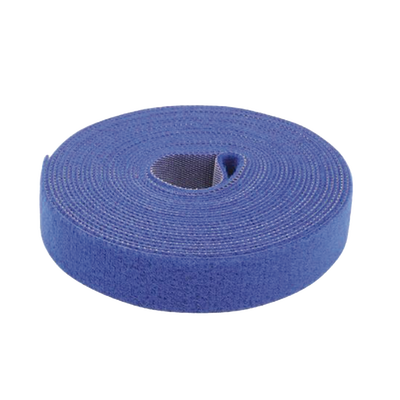 Cinta de Contacto Autoadherente Color Azul / 1.6 cm x 25 metros / Espalda con Espalda (Gancho y Bucle) 