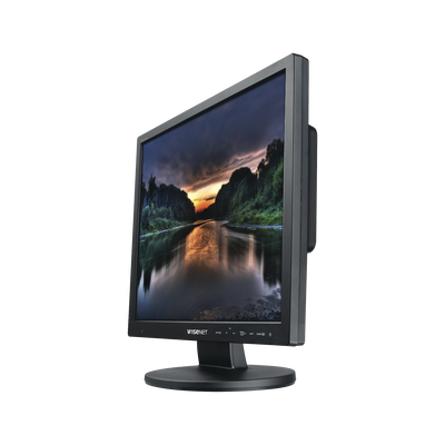 Monitor Profesional LED de 19" con Cristal templado ideal para Videovigilancia / Uso 24/7 / Resolución 1280x1024p/ Entradas de video HDMI, VGA y BNC 