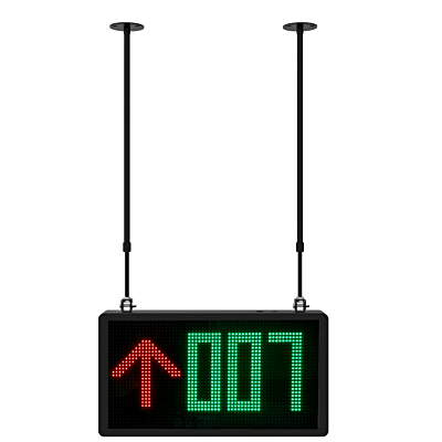 Pantalla LED Guía de Estacionamiento Interior DS-TVL131-3-7P / 3 Números + 1 Icono / 7 Pitch / 7 Colores / 1700 cd/m² / RS485-RJ45 / Flechas y Símbolos Especiales / Modos de Visualización Múltiples