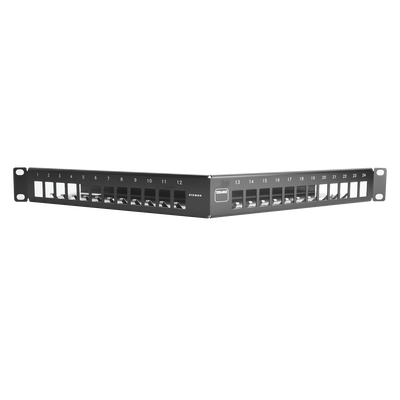 Patch Panel TERA-MAX de 24 Puertos, Modular, Angulado, Color Negro, 1UR
