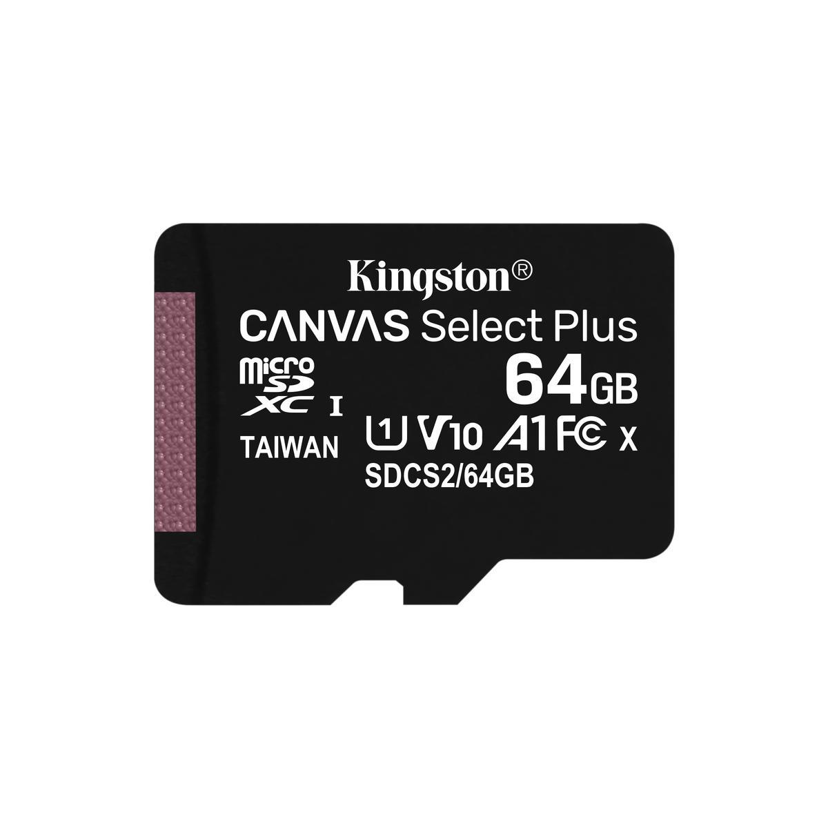 MEMORIA MICRO SDXC KINGSTON 64GB CANVAS PLUS G3 100R A1 SDCS3/64GBSP