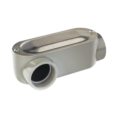 Caja oval roscada tipo LR de 2 1/2" larga (63.5 mm) Incluye tapa y tornillos.