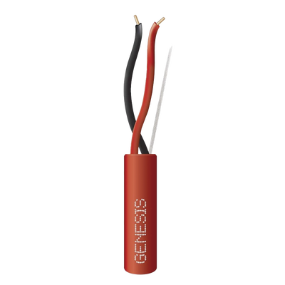 Bobina de 305 Metros / Alambre de Cobre / 2 x 16 AWG / Riser / Tipo FPLR, CL3R, C (UL) FT4 / Color Rojo / Para Aplicaciones en Sistemas de Detección de Incendio y Sistemas de Evacuación
