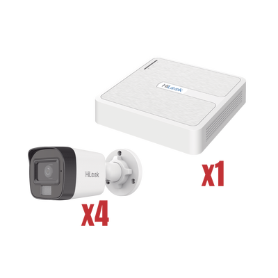 Kit IP 4Megapixel / NVR de 4 Canales con 4 Puertos PoE / 4 Cámaras IP Dual light con microfono