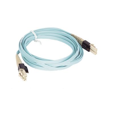 Jumper PViQ de Fibra Óptica Multimodo 50/125 OM4, LC-LC Duplex, LSZH, Color Aqua, 3 Metros