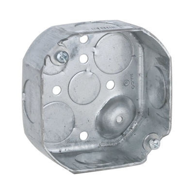  Caja Octagonal de 4" / Profundidad 1 1/2" / 4 Entradas de 3/4" y 4 Entradas de 1/2" / Troquelada.