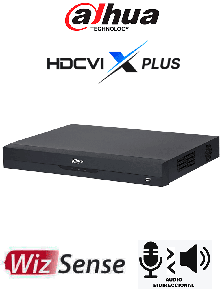 DAHUA DH-XVR5216A-4KL-I3/T - DVR de 16 Canales 4K WizSense/ HDCVI X PLUS/ Audio Bidireccional en 16 Ch/ H.265+/ 2 Bahías de DD/ 16 Ch HDCVI + 16 IP o Hasta 32 IP/ 2 Ch de Reconoc. Facial/ SDM Plus/ Prot. Perimetral/ E&S de Alarmas/ IoT/ POS/ Dolink Care