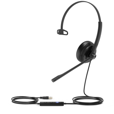 Diadema Alámbrica UH34 Mono de Yealink Certificada con Microsoft Teams con Almohadillas de Cuero