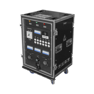 Centro de carga movil para instalaciones temporales con conexión TIPO socapex a 110v Y 220V | RACK 16U