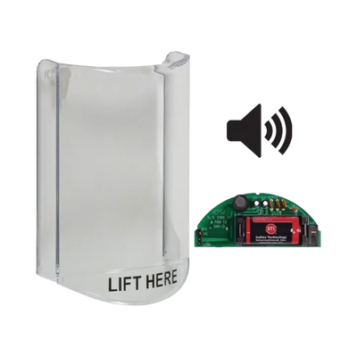 Cubierta Protectora De Policarbonato, Súper Resistente, Con Sonido, Texto En Ingles, Para Botones Multiusos Serie Stopper® Station De STI