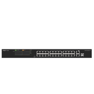 Switch PoE+ no Administrable, hasta 180 Watts Ideal para CCTV, 24 Puertos 10/100 PoE+, 2 Uplinks Gigabit (1 SFP COMBO)