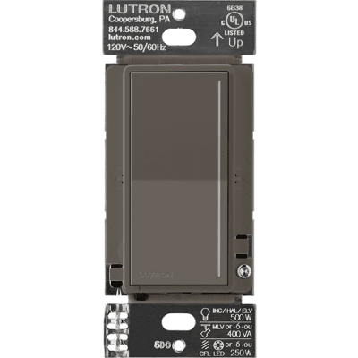 (RadioRa3) Atenuador táctil Sunnata Dimmer PRO color trufa, requiere cable neutro / soporta 250W LED