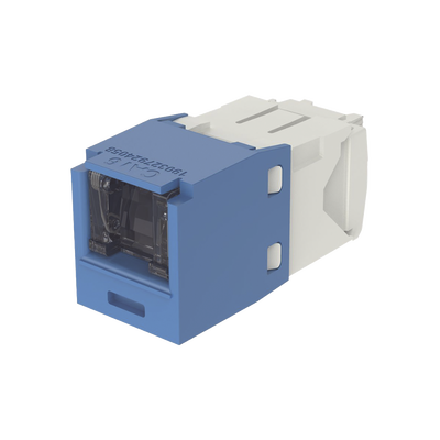 Conector Jack RJ45 Estilo TG con Ventana, Mini-Com, Categoría 6, de 8 Posiciones y 8 Cables, Color Azul