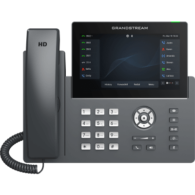 Teléfono IP Wi-Fi, Grado Operador, 12 líneas SIP con 6 cuentas, pantalla táctil  7", puertos Gigabit, Bluetooth, PoE, codec Opus, IPV4/IPV6 con gestión en la nube GDMS