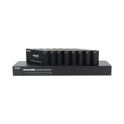 Splitter mas Extensor de Video | 1x8 | ProAV | HDBaseT™ | 120m en 4K@60Hz | 150m en 1080p@60Hz | Cat6/6a/7 | Gestión Avanzada EDID | Control IR y RS232 | PoC | Salida de Audio
