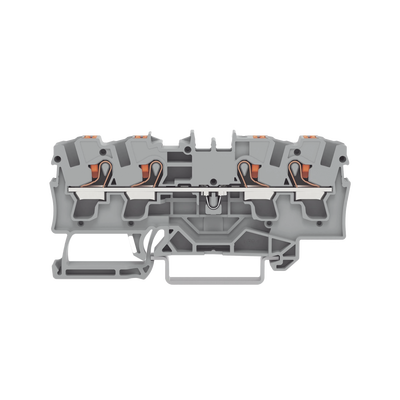 Borna de Paso, 4 Conductores, Push-in CAGE CLAMP, 4 mm², 32 A, 800 V, ATEX/IECEx, Carril DIN, Gris
