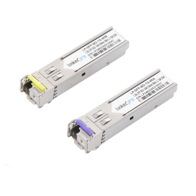 Transceptores Ópticos Bidireccionales SFP (Mini-Gbic) / Monomodo 1490 & 1550 nm / 1.25 Gbps / 1000BASE-BX / Conector LC/UPC Simplex / DDM / Hasta 60 km / 2 Piezas 