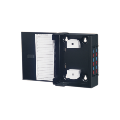 Mini Caja de Conexión de Fibra Óptica, Para Montaje en Pared, Hasta 48 Puertos LC (Acepta Dos Placas Acopladoras), Color Negro