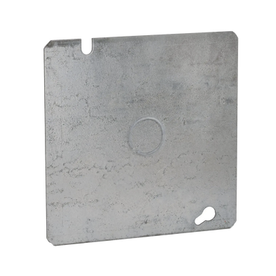 Tapa Cuadrada Plana de  Acero Galvanizado con Entrada de 1/2"  para Caja de 4 11/16".