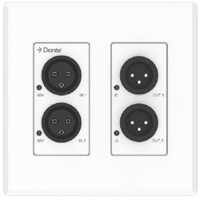 Extensor de Audio Analógico XLR a Dante® | 2 Entradas y 2 Salidas | Conversión Digital de Audio | PoE IEEE 802.3af | Phantom Power 48V | Latencia Configurable 1-5ms | Rango Dinámico >90dB