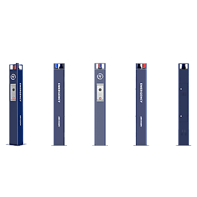 Estación de Pánico / Cámara IP 4MP / Audio Bidireccional 5 m / Micrófono Omnidireccional / Altavoz 30 W / Resistente a Vandalismo / IP66 / Montaje en Piso