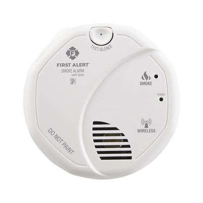 Alarma de humo inalámbrica interconectada con ubicación por voz, a baterías