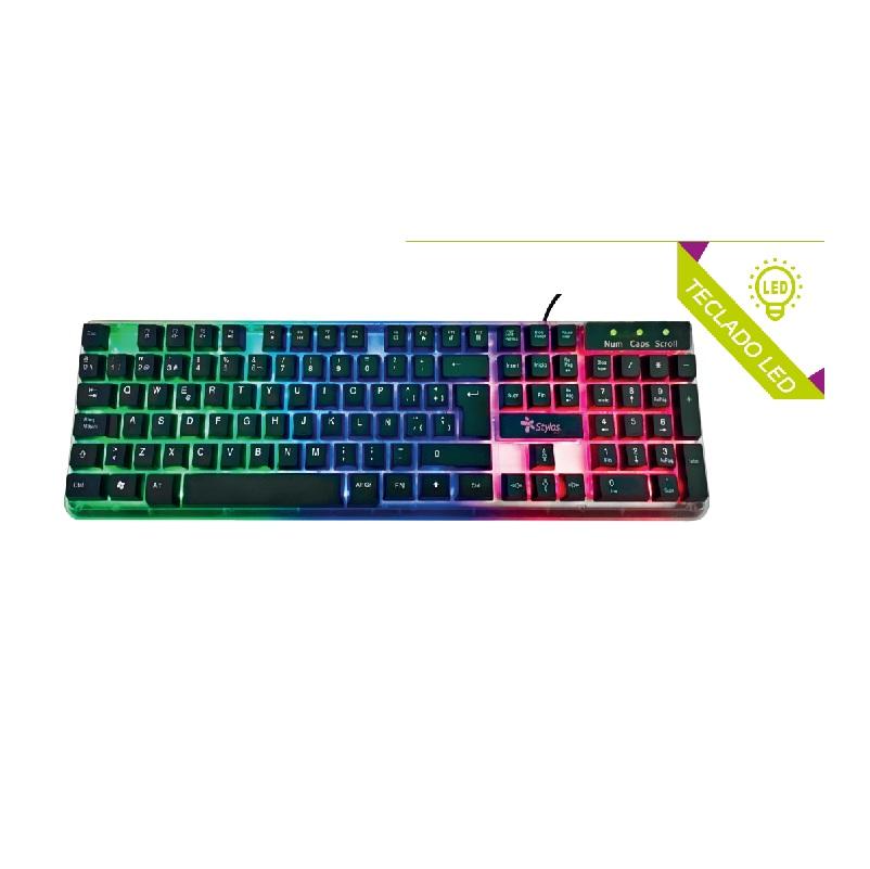 TECLADO STYLOS ALAMBRICO MEMBRANA100% USB1.4M TRANSPARENTE STTEALLED1T