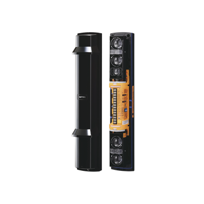 Barrera fotoelectrica de 60 metros 4 rayos  4 canales  doble modulación y transmision automatica de potencia del rayo