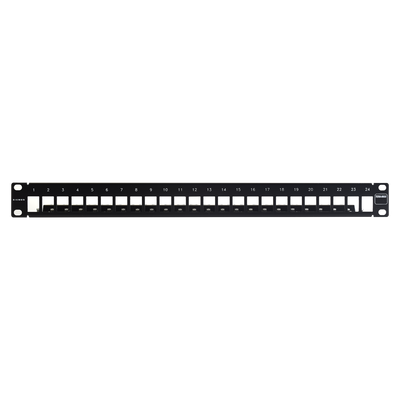 Patch Panel TERA-MAX Blindado de 24 Puertos, Modular (Vacío), Plano, Color Negro, 1UR