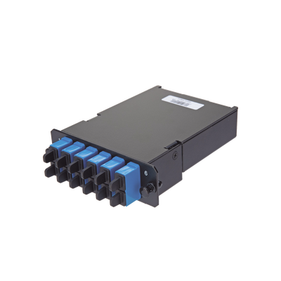 Placa Acopladora de Fibra Óptica FAP, Con 12 Pigtails y 6 Conectores LC Duplex (12 Fibras), Para Fibra Monomodo OS1/OS2, Color Azul