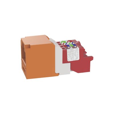 Conector Jack RJ45 Estilo T, Mini-Com, Categoría 5e, de 8 Posiciones y 8 Cables, Color Naranja