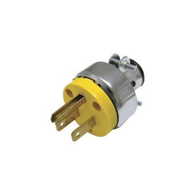 Clavija Blindada con Terminal de Tierra con Abrazadera para cable de 3 hilos.