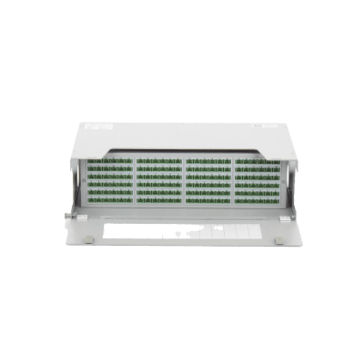 Distribuidor de Fibra Óptica para 144 empalmes, con 144 acopladores SC/APC y 144 pigtails, 19", 5 UR