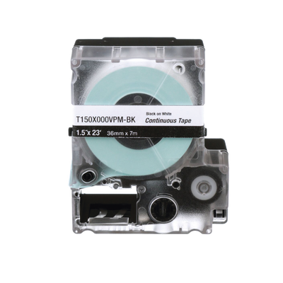  Casete de Etiquetas de Vinilo de Cinta Continua, Color Negro Sobre Blanco, Uso Interior/Exterior, 36 mm (1.5 in) de Ancho x 7.6 Metros de Largo