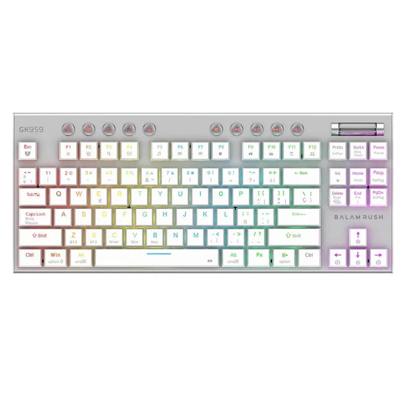 TECLADO GAMER BALAM RUSH BR 940412 INALAMBRICO GK959 LEGEND COLOR BLANCO