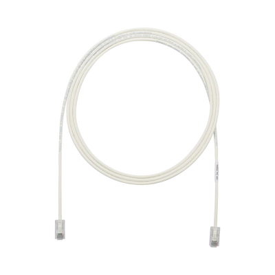 Cable de Parcheo UTP Cat6A, CM/LSZH, Diámetro Reducido (28AWG), Color Blanco Mate, 6.1 Metros (20 Pies)
