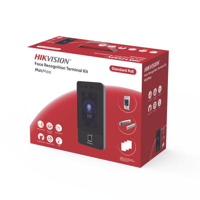 Kit Terminal Reconocimiento Facial DS-KAS342 / 1500 Rostros + 3000 Huellas + 3000 Tarjetas / Pantalla Táctil 4.3" / 2MP Wide Angle / PoE + Alimentación Cerradura / IP65 / Wi-Fi + Audio Bidireccional / Reconocimiento con Mascarilla