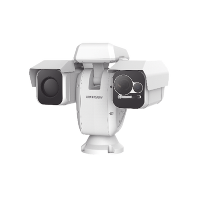 Punta de Poste IP Dual / Térmica 75 mm (384 X 288) + Óptico 4 MP 40X / 800 mts IR / IP66 / Detección de Temperatura / microSD