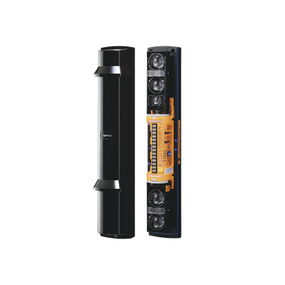 Barrera fotoelectrica de 100 metros 4 rayos  4 canales  doble modulación y transmision automatica de potencia del rayo